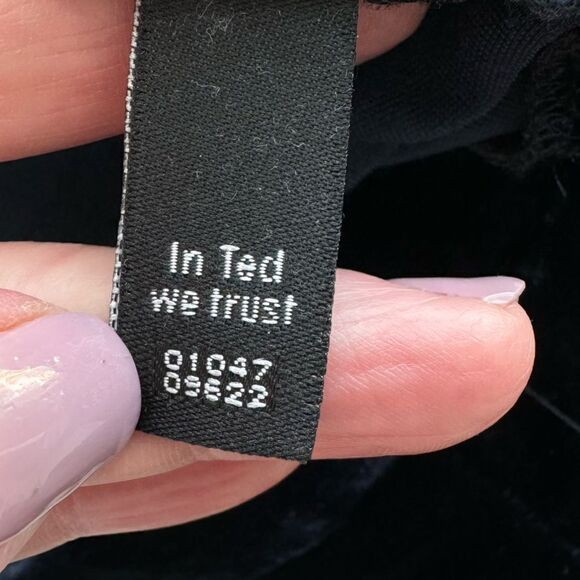 Ted Baker Navy Velvet Plaat Cropped Trouser Pants Sz 1 - Picture 10 of 11